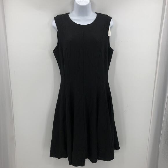 Theory NWT Round Neck Fit Flare Mini Shift Dress Sleeveless Black Size 12 - Picture 2 of 6